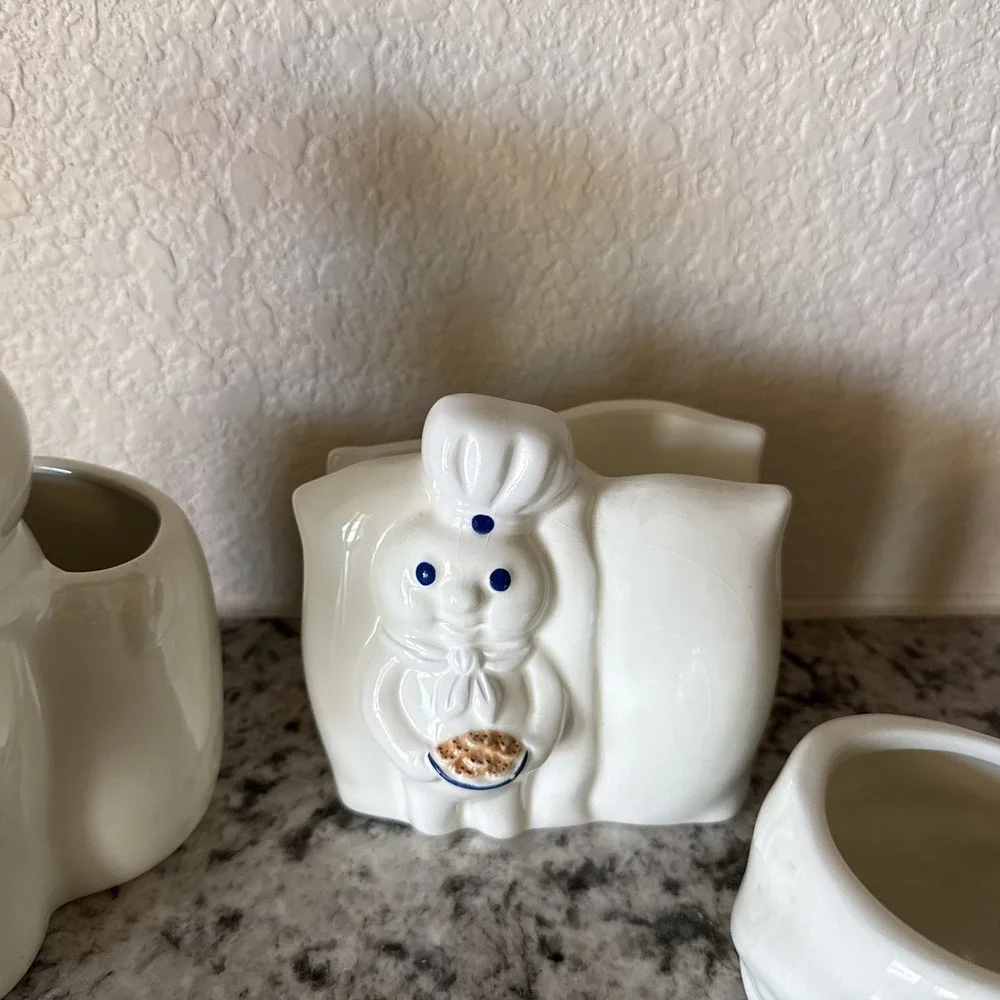 Vintage 1997 Pillsbury Doughboy Ceramic Set Holder,  Napkin Holder  *READ*